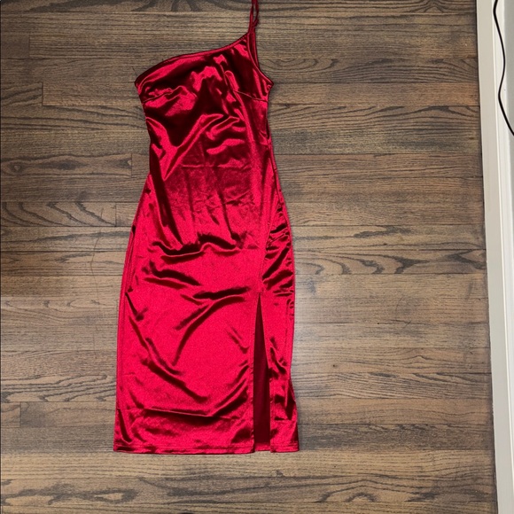 ROMWE One Shoulder Burgundy Dress - Picture 8 of 15